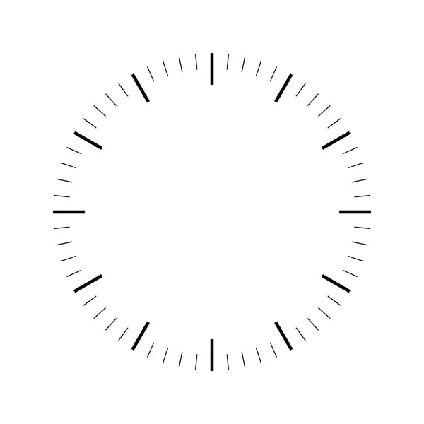 Le visage de l'horloge. Cadran heure blanche. Les tirets marquent les minutes et les heures. Illustration vectorielle plate simple — Image vectorielle