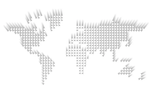Tečkovaný mapa světa. Bílé body s vyřazených stín na bílém pozadí. Vektorové ilustrace — Stockový vektor