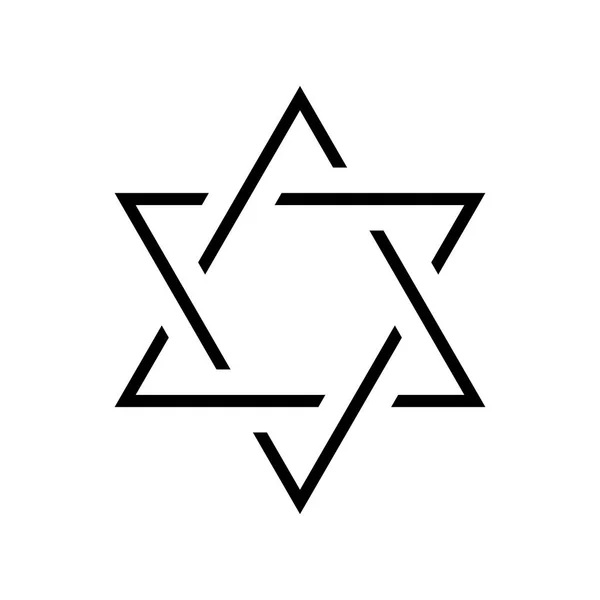 Davidsstjärnan. Hexagram tecken. Symbolen för judisk identitet och judendomen. Enkel platta tunna svarta illustration — Stock vektor