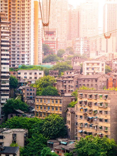 Lanovka města Chongqing, Čína. Městská lanovka. — Stock fotografie