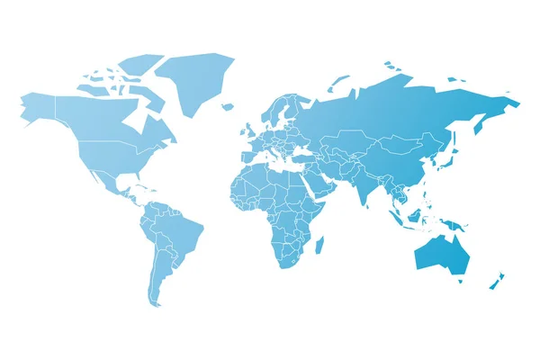 Упрощенная карта мира в синем. Схематическая векторная иллюстрация. — стоковый вектор