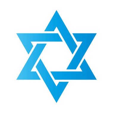 Star of David. Hexagram sign. Symbol of Jewish identity and Judaism. Simple flat blue illustration clipart