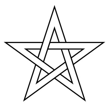 Pentagram sign - five-pointed star. Magical symbol of faith. Simple flat white illustration with black outline clipart
