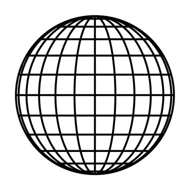 Earth planet globe grid of black thick meridians and parallels, or latitude and longitude. 3D vector illustration clipart