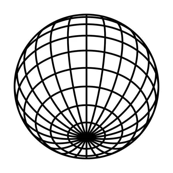 Terra planeta globo grade de meridianos grossos pretos e paralelos, ou latitude e longitude. Ilustração vetorial 3D — Vetor de Stock