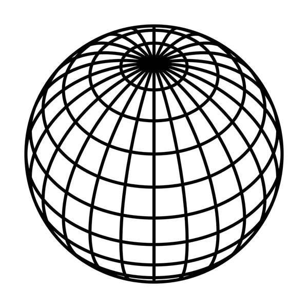 地球行星全球网格的黑色厚经络和平行, 或纬度和经度。3d 矢量图示 — 图库矢量图片