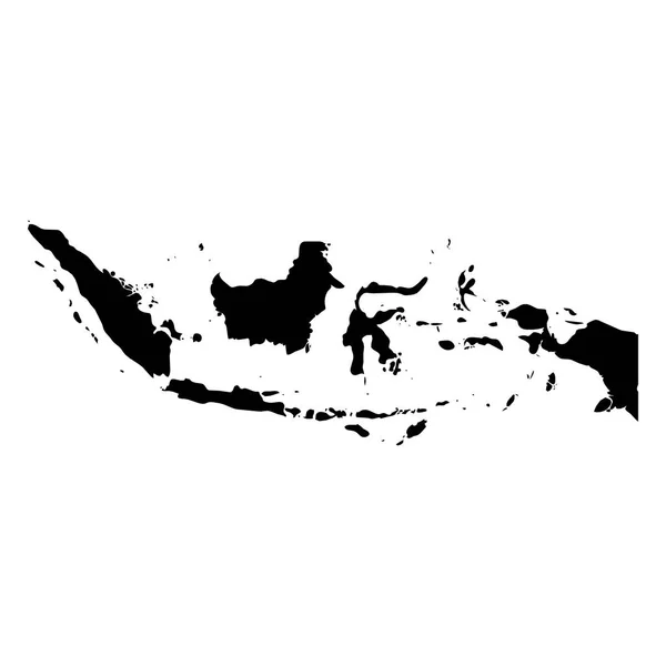 Indonesia - silueta negra maciza mapa de la zona del país. Ilustración simple vector plano — Archivo Imágenes Vectoriales