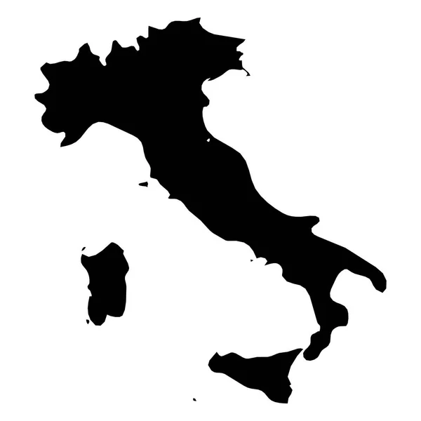 Italia - Peta siluet hitam padat dari wilayah negara. Ilustrasi vektor rata sederhana - Stok Vektor