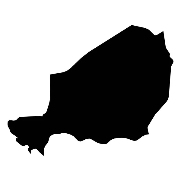 Niger - solid black silhouette map of country area. Простая плоская векторная иллюстрация — стоковый вектор