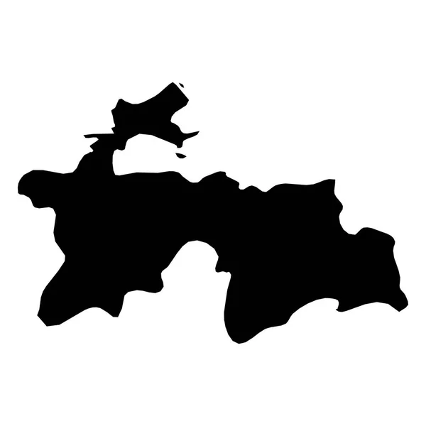 Tacikistan - ülke alan katı siyah siluet haritası. Basit düz vektör çizim — Stok Vektör