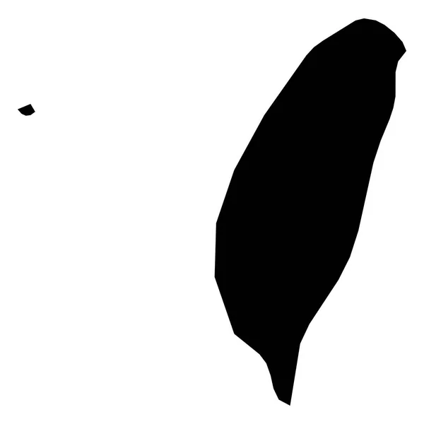 台湾の田舎の固体黒いシルエット マップ。単純なフラット ベクトル図 — ストックベクタ