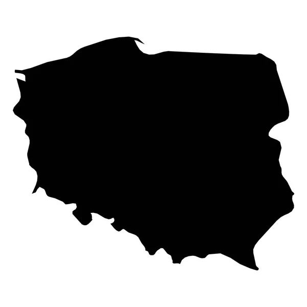 Polen - durchgehende schwarze Silhouettenkarte des Landes. einfache flache Vektordarstellung — Stockvektor