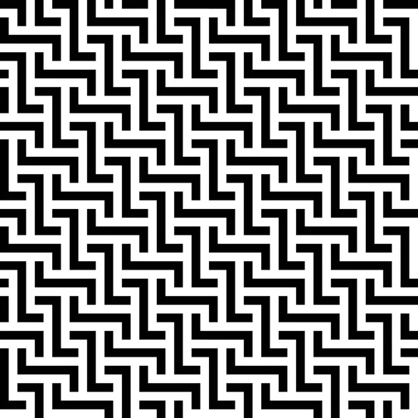 Fond abstrait de motif sans couture. Labyrinthe d'éléments géométriques noirs isolés sur fond blanc. Illustration vectorielle — Image vectorielle