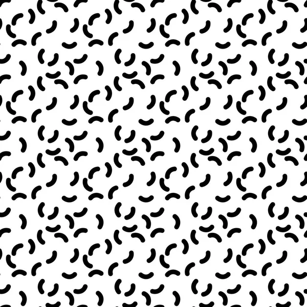 短曲线无缝模式。白色背景上的黑色蠕虫。抽象向量模式 — 图库矢量图片