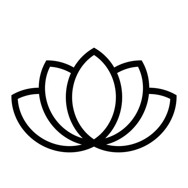 Symbol rostliny Lotus. Design lázeňského a wellness tématu. Plochá černá vektorová ilustrace — Stockový vektor
