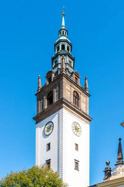 Bell tower at St. Stephens Cathedral in Litomerice, Czech Republic — Stock Photo, Image