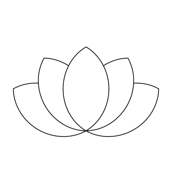 Lotus növény szimbólum. Gyógy- és wellness téma design elem. Lapos fekete vékony szerkezeti vektoros illusztráció — Stock Vector
