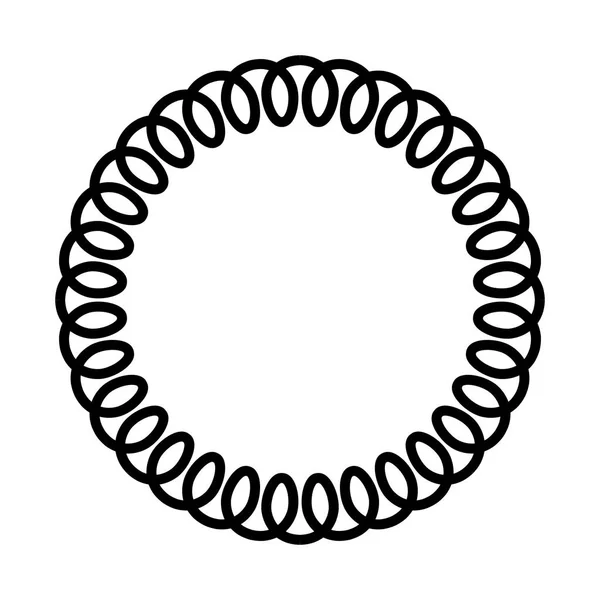 Siyah telefon spiral kablo daire basit düz örnek — Stok Vektör