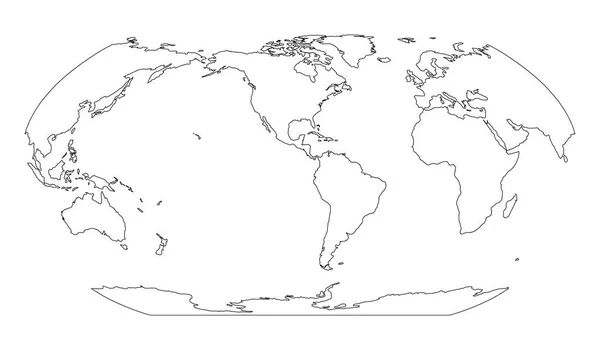 Übersichtskarte der Welt. Amerika zentriert. Einfache flache Vektorabbildung — Stockvektor