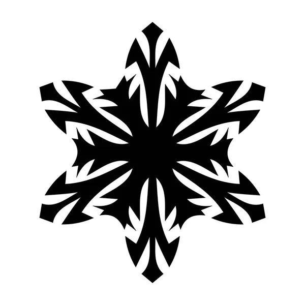 Icono del copo de nieve. Tema Navidad e invierno. Ilustración simple plana en negro sobre fondo blanco — Archivo Imágenes Vectoriales