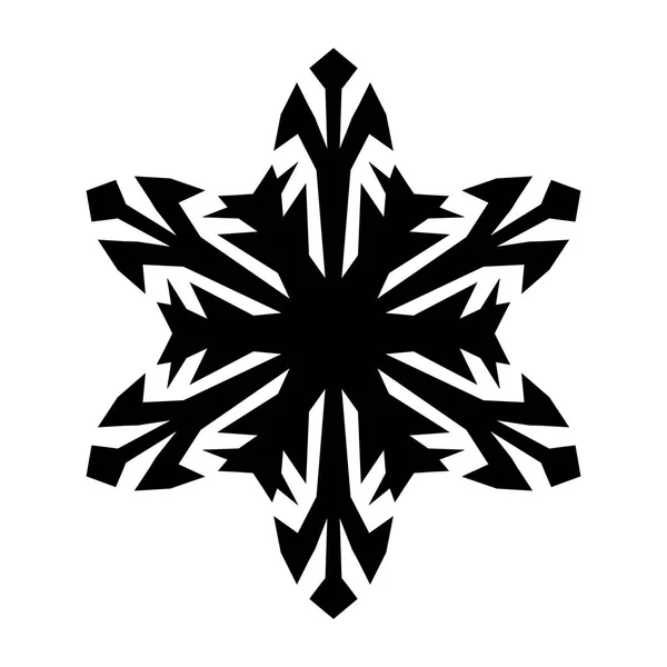 Icono del copo de nieve. Tema Navidad e invierno. Ilustración simple plana en negro sobre fondo blanco — Archivo Imágenes Vectoriales