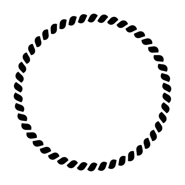Círculo de patrón de cuerda. Marco decorativo ornamental. Ilustración del vector negro — Vector de stock