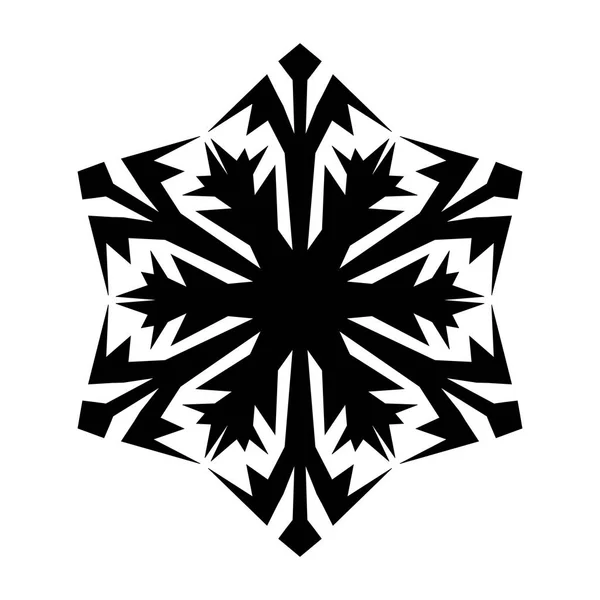 Ícone de floco de neve. Natal e tema de inverno. Simples plana ilustração preta sobre fundo branco — Vetor de Stock