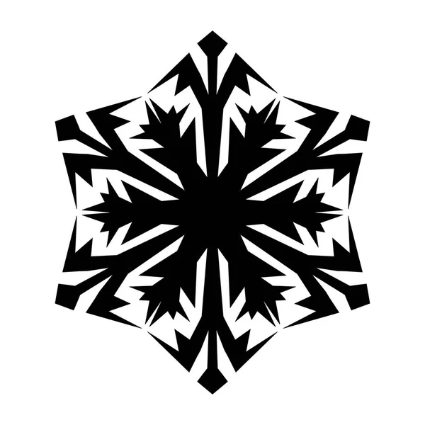 Icône flocon de neige. Thème Noël et hiver. Illustration simple en noir plat sur fond blanc — Image vectorielle