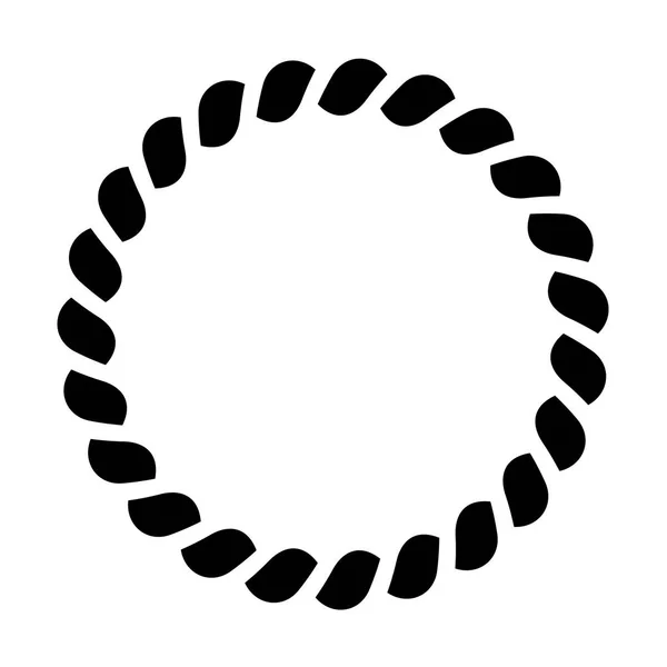 Circle of rope pattern. Ornamental decorative frame. Black vector illustration — Stock Vector