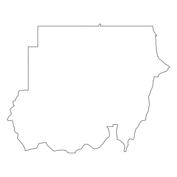 Sudan - solida mappa nera di confine dell'area del paese. Semplice illustrazione vettoriale piatta — Vettoriale Stock