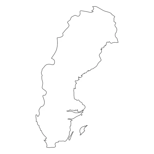 Suecia - contorno negro sólido mapa fronterizo de la zona del país. Ilustración simple vector plano — Vector de stock