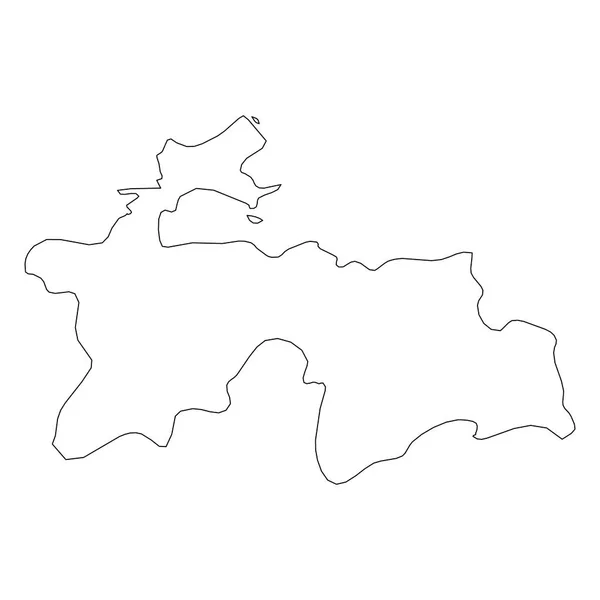 Tajiquistão - mapa de fronteira de contorno preto sólido da área do país. Ilustração simples do vetor plano — Vetor de Stock