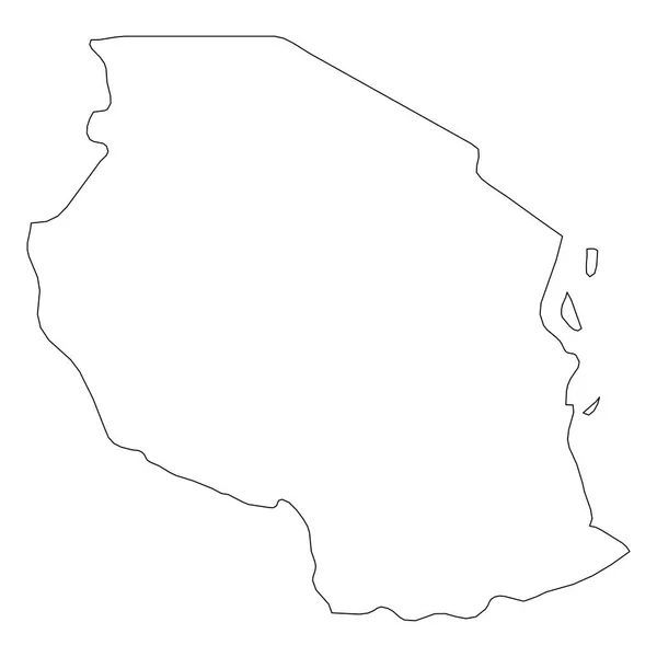 Tanzanie - mapa přihraničí solidní černý obrys oblasti země. Jednoduchý plochý vektorové ilustrace — Stockový vektor