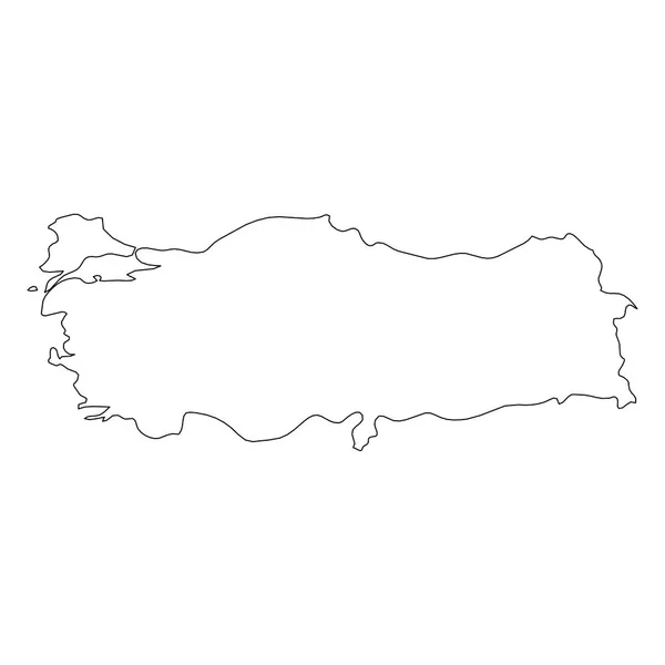 Τουρκία - συμπαγές μαύρο περίγραμμα σύνορα χάρτη της χώρας περιοχής. Απλή επίπεδη διανυσματικά εικονογράφηση — Διανυσματικό Αρχείο