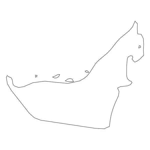 Emiratos Árabes Unidos, Emiratos Árabes Unidos - contorno negro sólido mapa fronterizo de la zona del país. Ilustración simple vector plano — Vector de stock