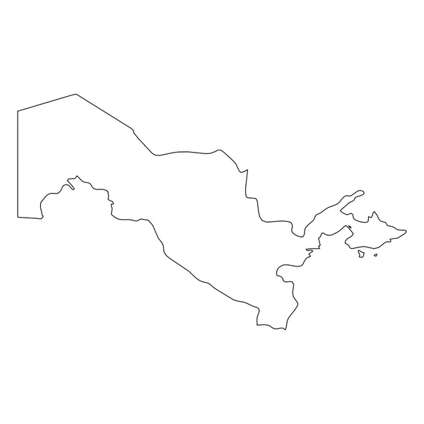 Ouzbékistan - contour noir massif carte de la frontière de la région du pays. Illustration vectorielle plate simple — Image vectorielle