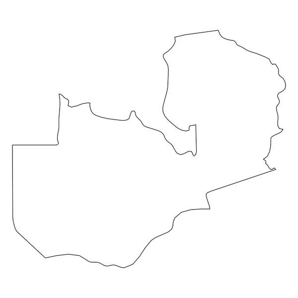Zambia - contorno negro sólido mapa fronterizo de la zona del país. Ilustración simple vector plano — Archivo Imágenes Vectoriales