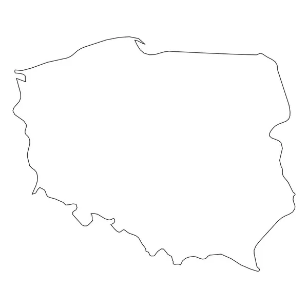 Polônia - mapa de contorno de fronteira preto sólido da área do país. Ilustração simples do vetor plano — Vetor de Stock
