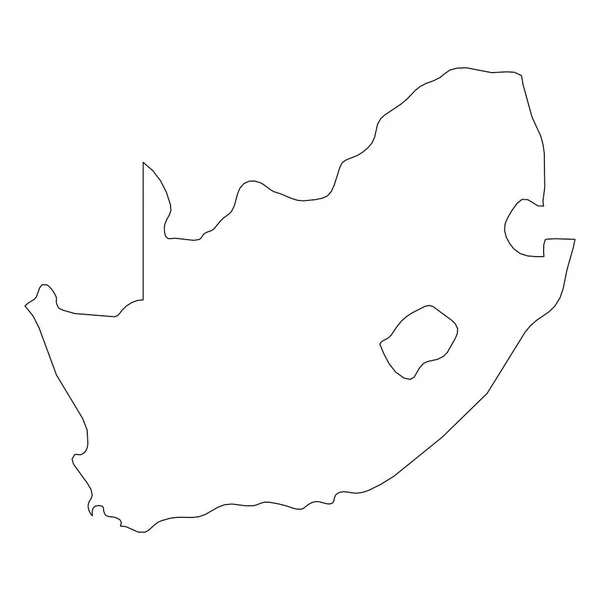 Sudáfrica - contorno negro sólido mapa fronterizo de la zona del país. Ilustración simple vector plano — Vector de stock