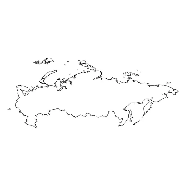 Rusya - katı siyah anahat sınır ülke alanın haritası. Basit düz vektör çizim — Stok Vektör