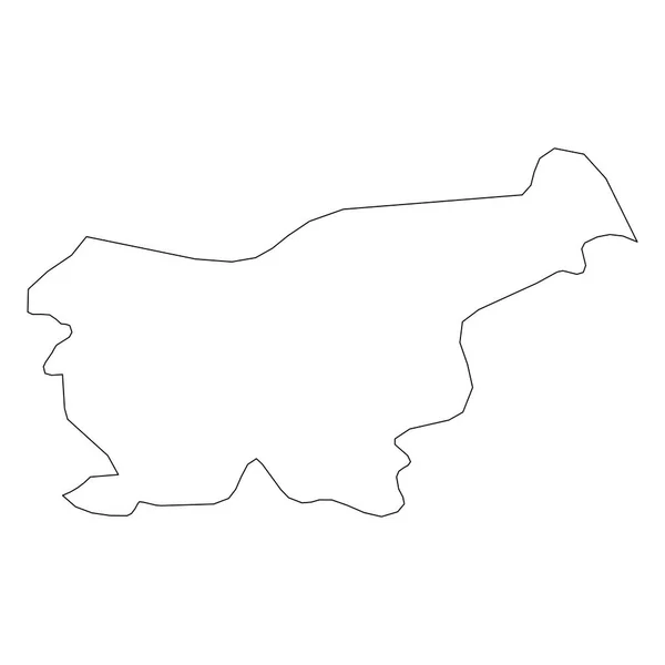 Eslovenia - contorno negro sólido mapa fronterizo de la zona del país. Ilustración simple vector plano — Vector de stock