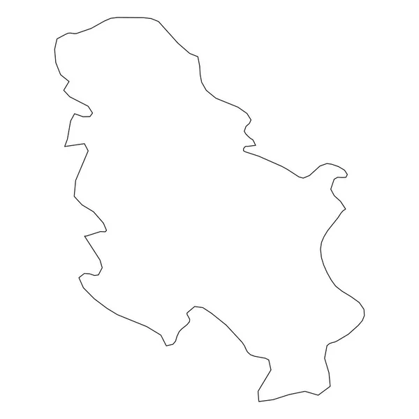 Serbia - contorno negro sólido mapa fronterizo de la zona del país. Ilustración simple vector plano — Archivo Imágenes Vectoriales