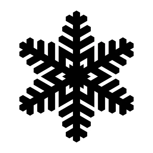 Icono del copo de nieve. Tema Navidad e invierno. Ilustración simple plana en negro sobre fondo blanco — Archivo Imágenes Vectoriales