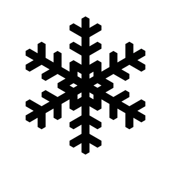 Icono del copo de nieve. Tema Navidad e invierno. Ilustración simple plana en negro sobre fondo blanco — Vector de stock