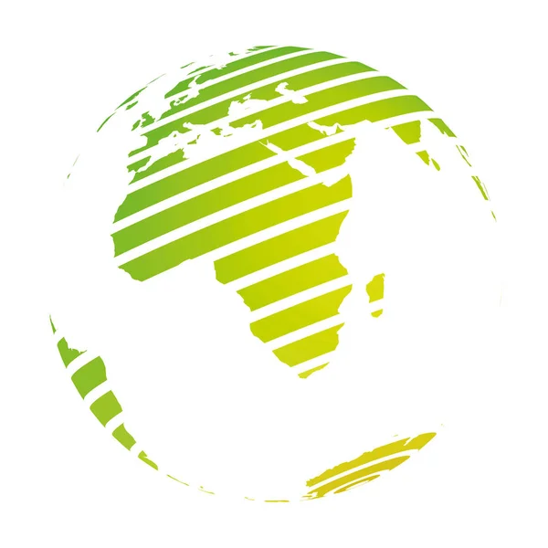 Globe terrestre à rayures vertes Carte terrestre mondiale axée sur l'Afrique. Illustration vectorielle 3D — Image vectorielle