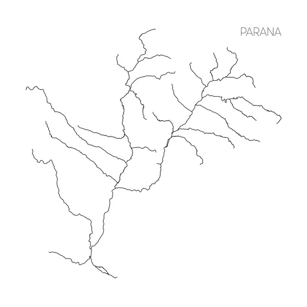 Mapa povodí řeky Paraná. Jednoduchý tenký obrys vektorové ilustrace — Stockový vektor
