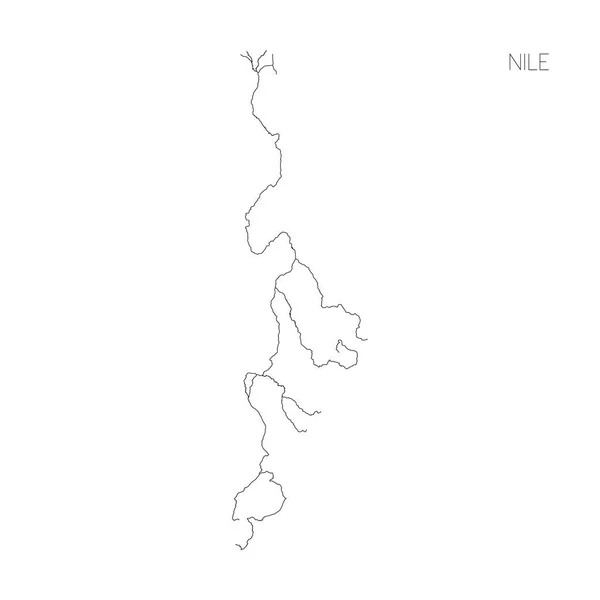 Nil nehri drenaj havzası haritası. Basit ince Anahat vektör çizim — Stok Vektör