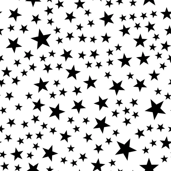 Star seamless pattern. Night, space or christmas theme. Flat vector background in black and white — Stock Vector