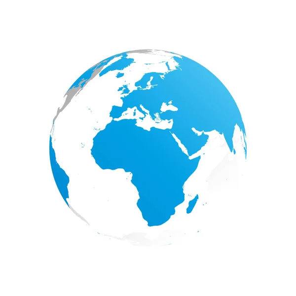 3D планета Земля глобус. Прозрачная сфера с силуэтами голубой земли. Фокусируясь на Африке и Европе — стоковый вектор
