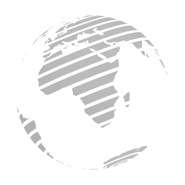 Σφαίρα της γης με γκρι ριγέ παγκόσμιο χάρτη γης επικεντρώθηκε στην Αφρική. 3D απεικόνιση του διανύσματος — Διανυσματικό Αρχείο